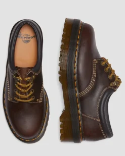 8053 Arc Crazy Horse Leather Platform Casual Shoes in Dark Brown