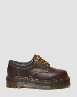 8053 Arc Crazy Horse Leather Platform Casual Shoes in Dark Brown
