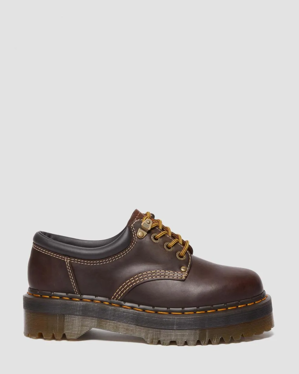 8053 Arc Crazy Horse Leather Platform Casual Shoes in Dark Brown
