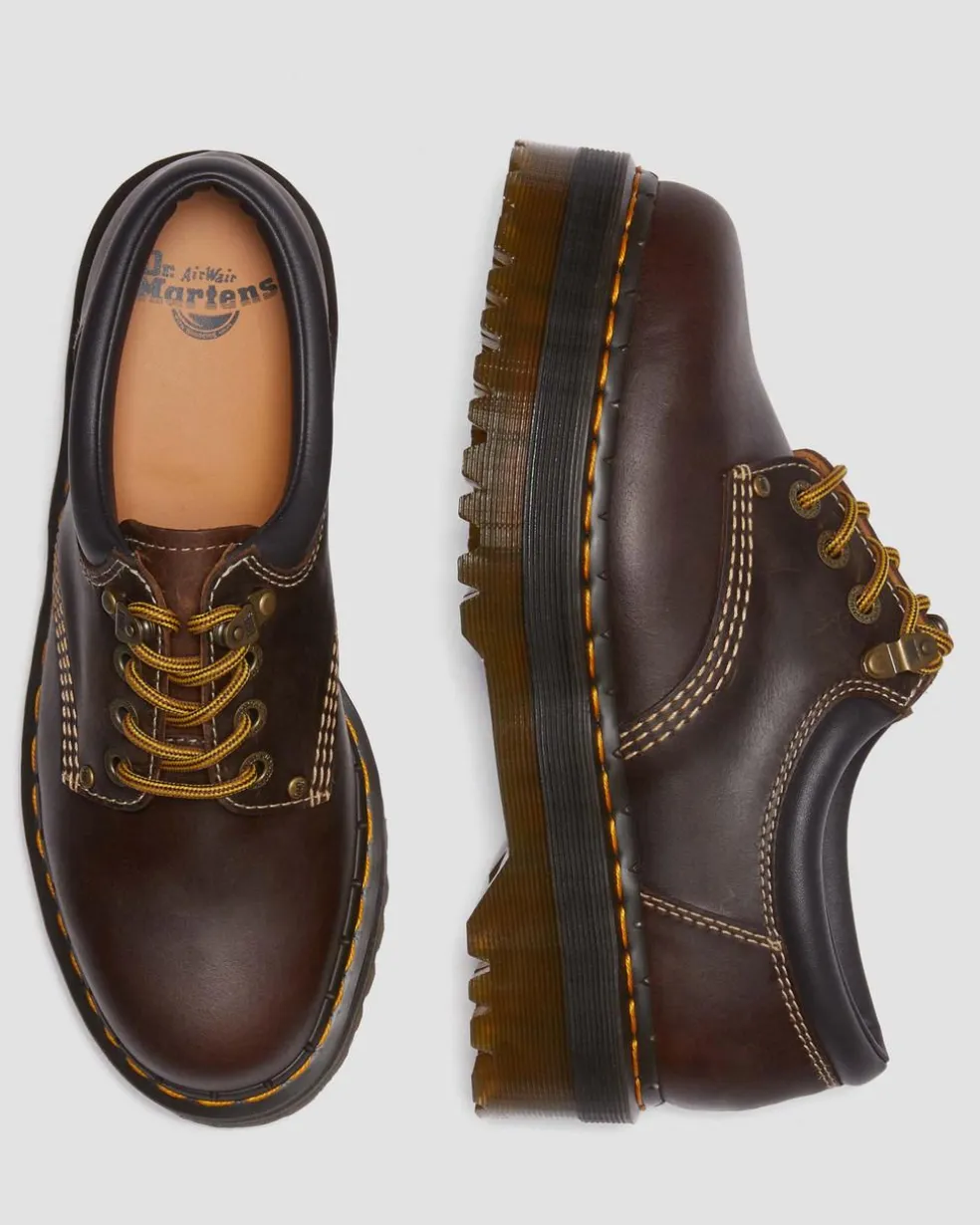 8053 Arc Crazy Horse Leather Platform Casual Shoes in Dark Brown