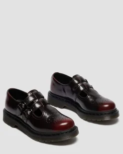 8065 Arcadia Rub Off Leather Mary Jane Shoes in Cherry Red Arcadia