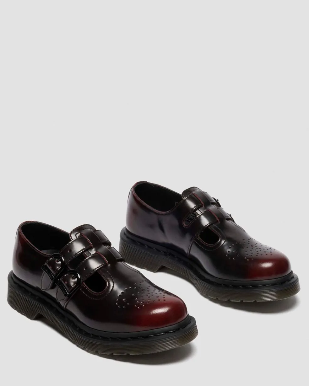 8065 Arcadia Rub Off Leather Mary Jane Shoes in Cherry Red Arcadia