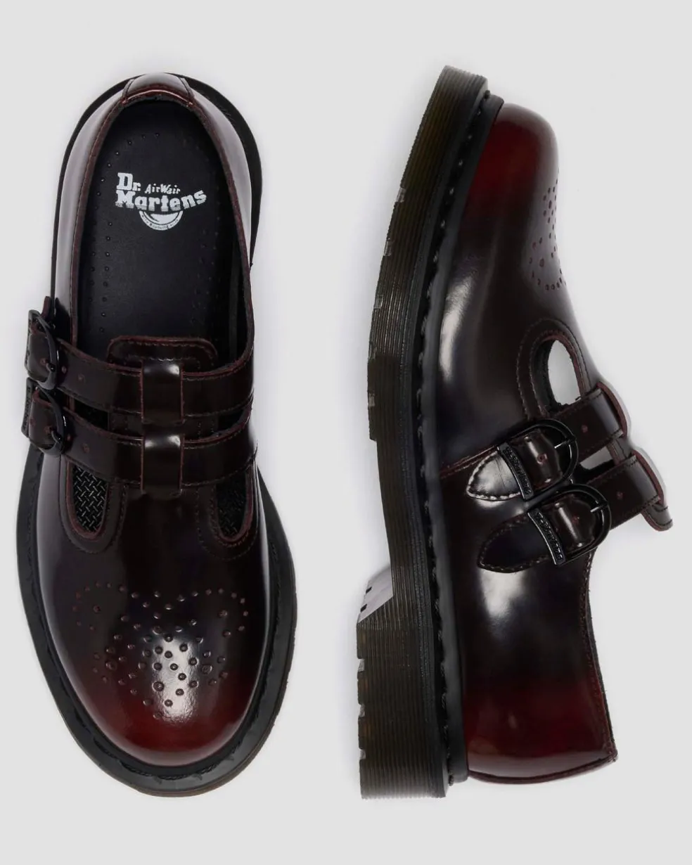 8065 Arcadia Rub Off Leather Mary Jane Shoes in Cherry Red Arcadia