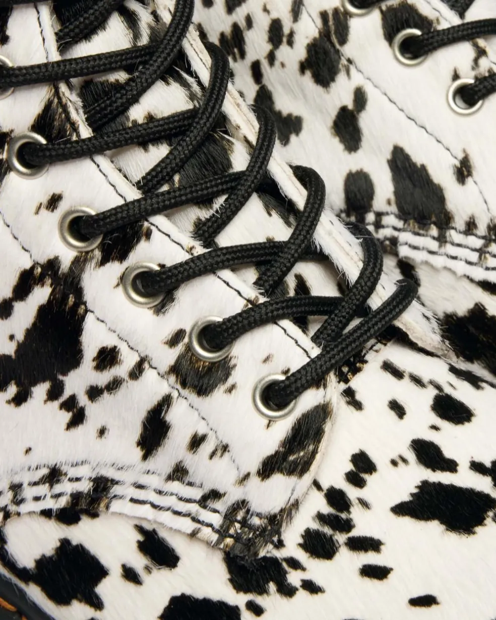 1460 Bex Dalmatian Hair On Leather Boots in Cream & Black