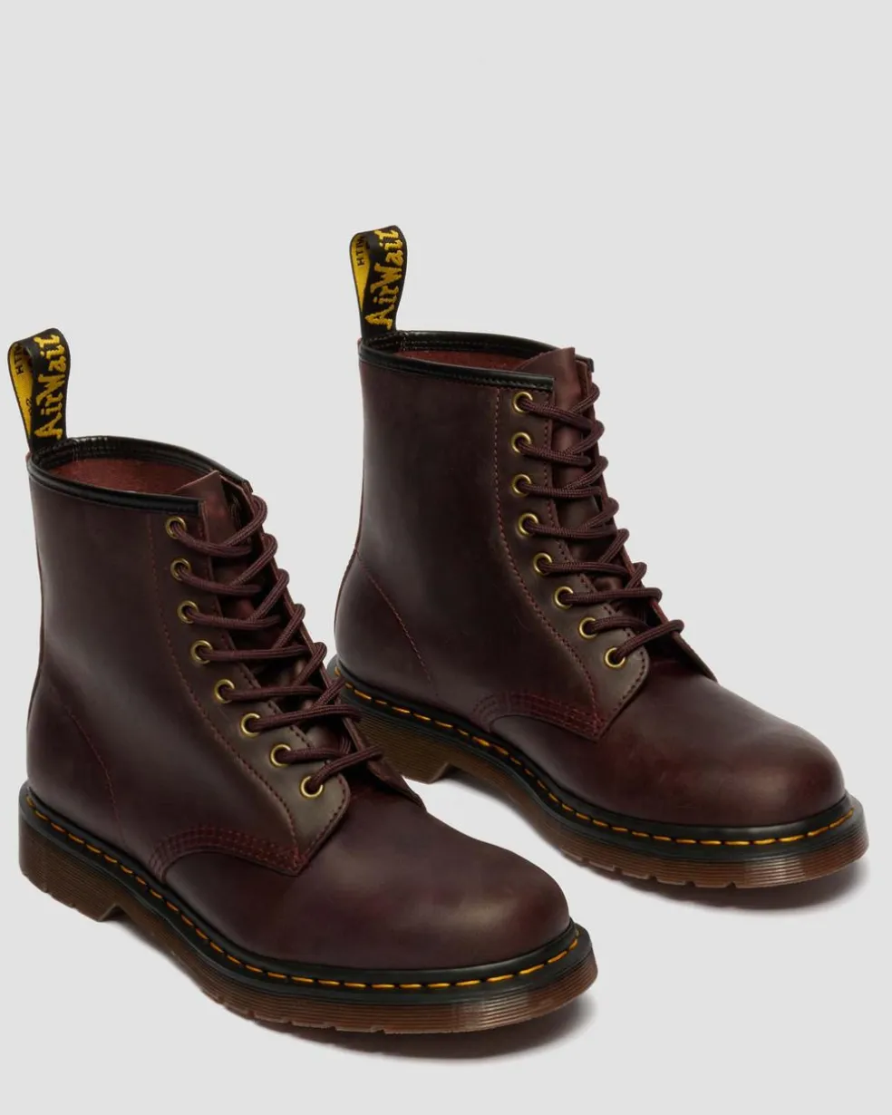 1460 Crazy Horse Leather Boots in Cherry Red