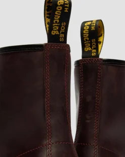 1460 Crazy Horse Leather Boots in Cherry Red