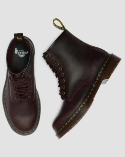 1460 Crazy Horse Leather Boots in Cherry Red