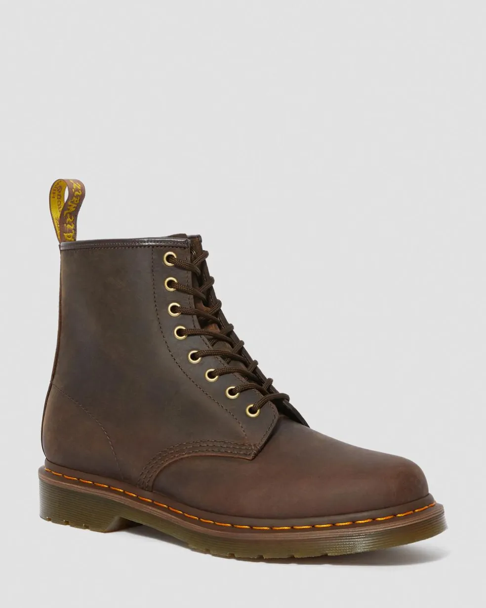 1460 Crazy Horse Leather Lace Up Boots in Brown