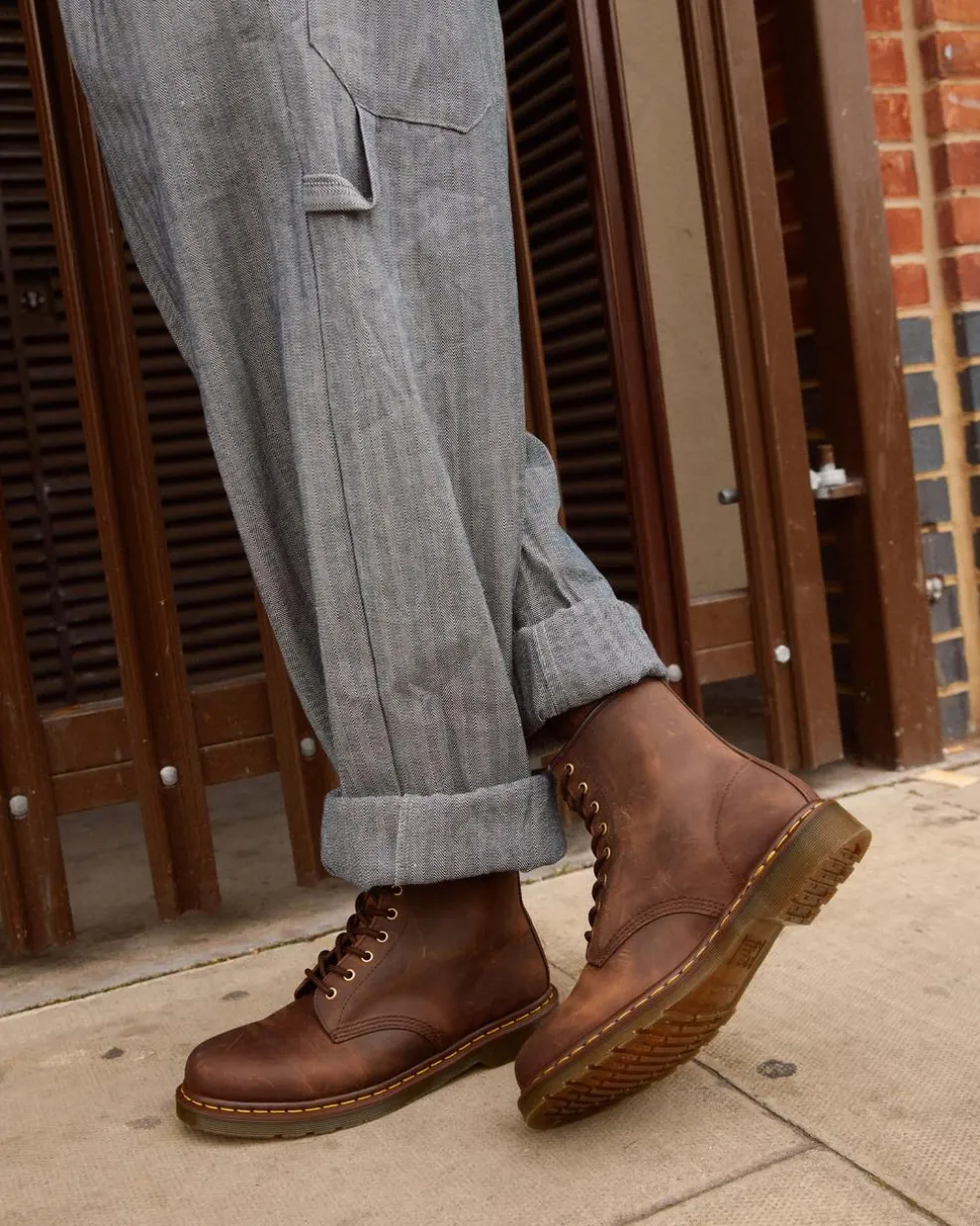 1460 Crazy Horse Leather Lace Up Boots in Brown