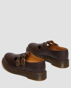 8065 Crazy Horse Leather Mary Jane Shoes in Dark Brown