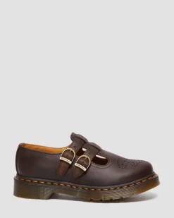 8065 Crazy Horse Leather Mary Jane Shoes in Dark Brown