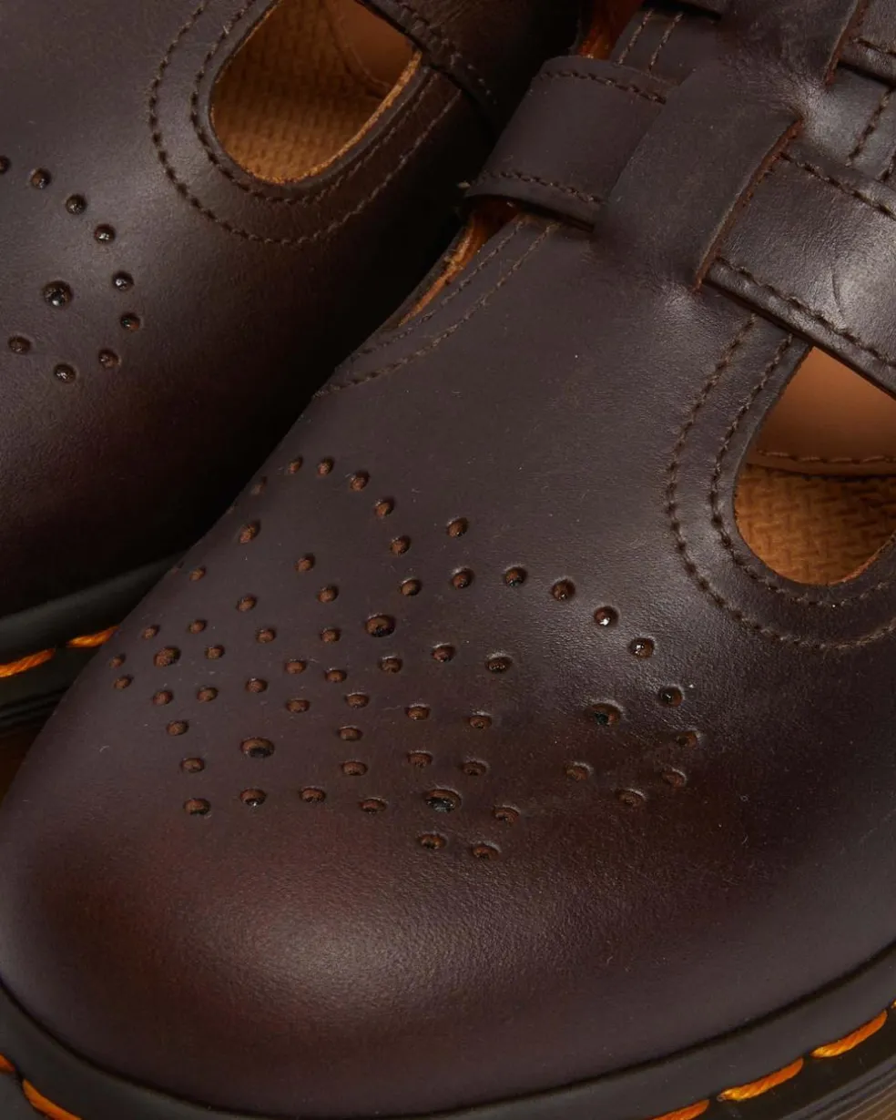 8065 Crazy Horse Leather Mary Jane Shoes in Dark Brown
