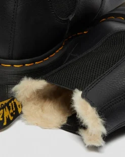 2976 Faux Fur Lined Platform Chelsea Boots in Black