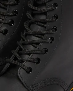 1460 Greasy Leather Lace Up Boots in Black