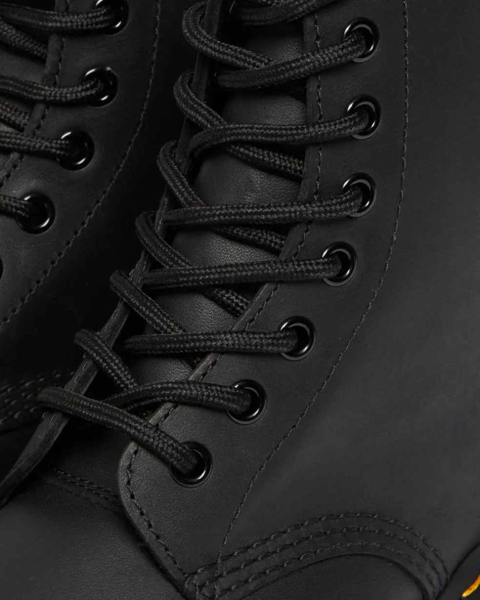 1460 Greasy Leather Lace Up Boots in Black