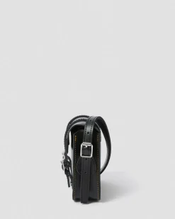7 Inch Leather Crossbody Bag in Black