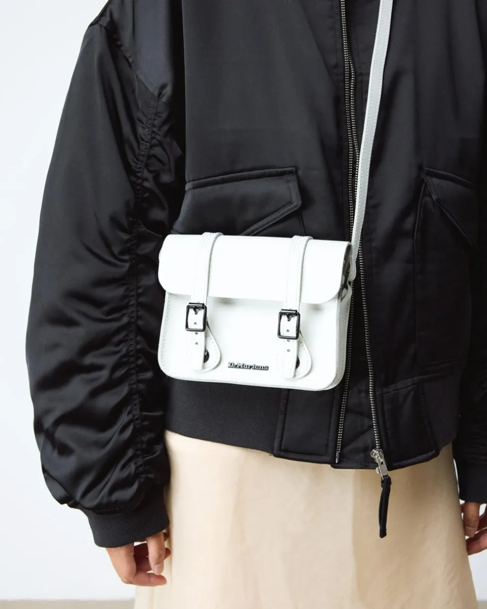 7 Inch Leather Crossbody Bag in White