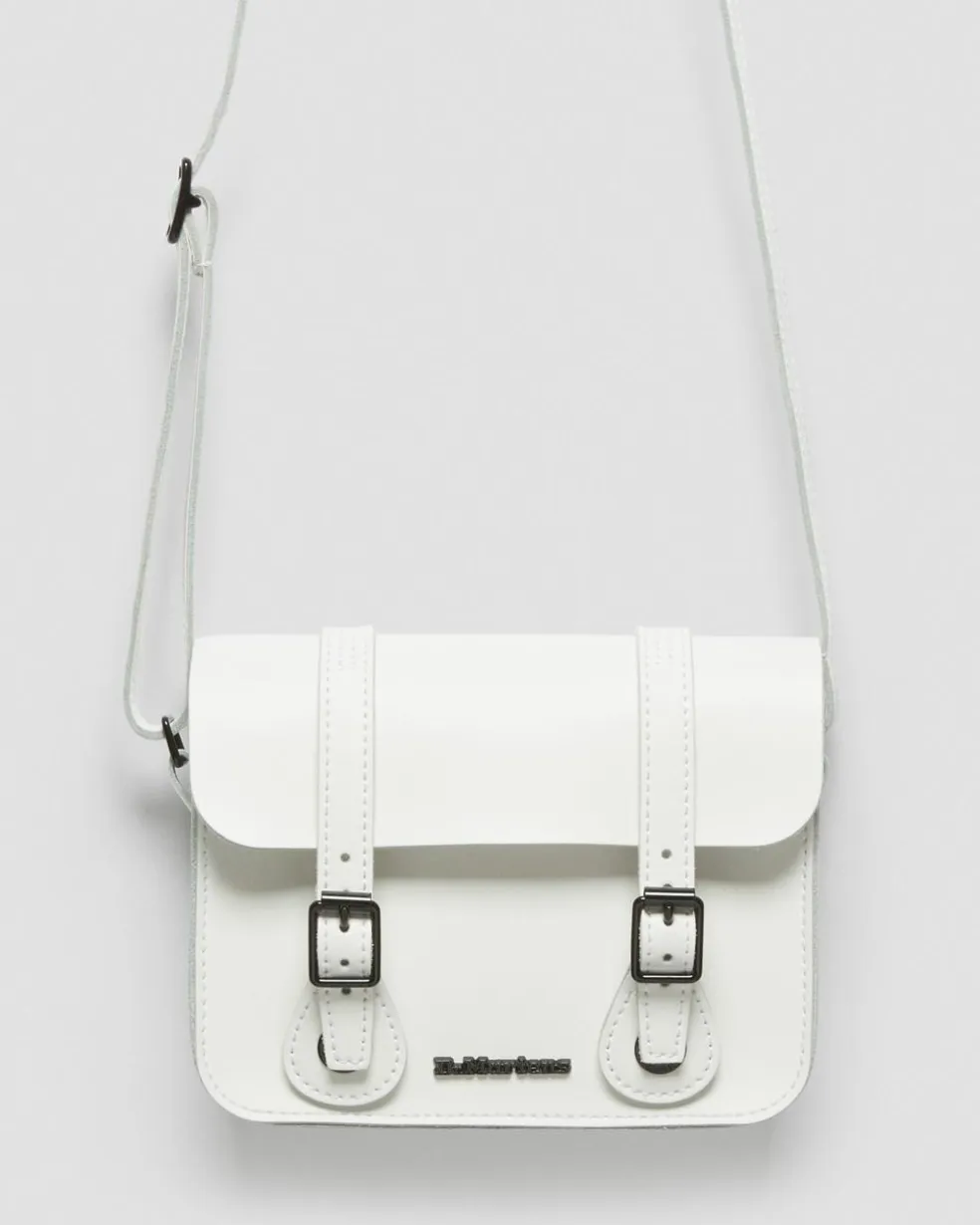7 Inch Leather Crossbody Bag in White