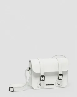 7 Inch Leather Crossbody Bag in White