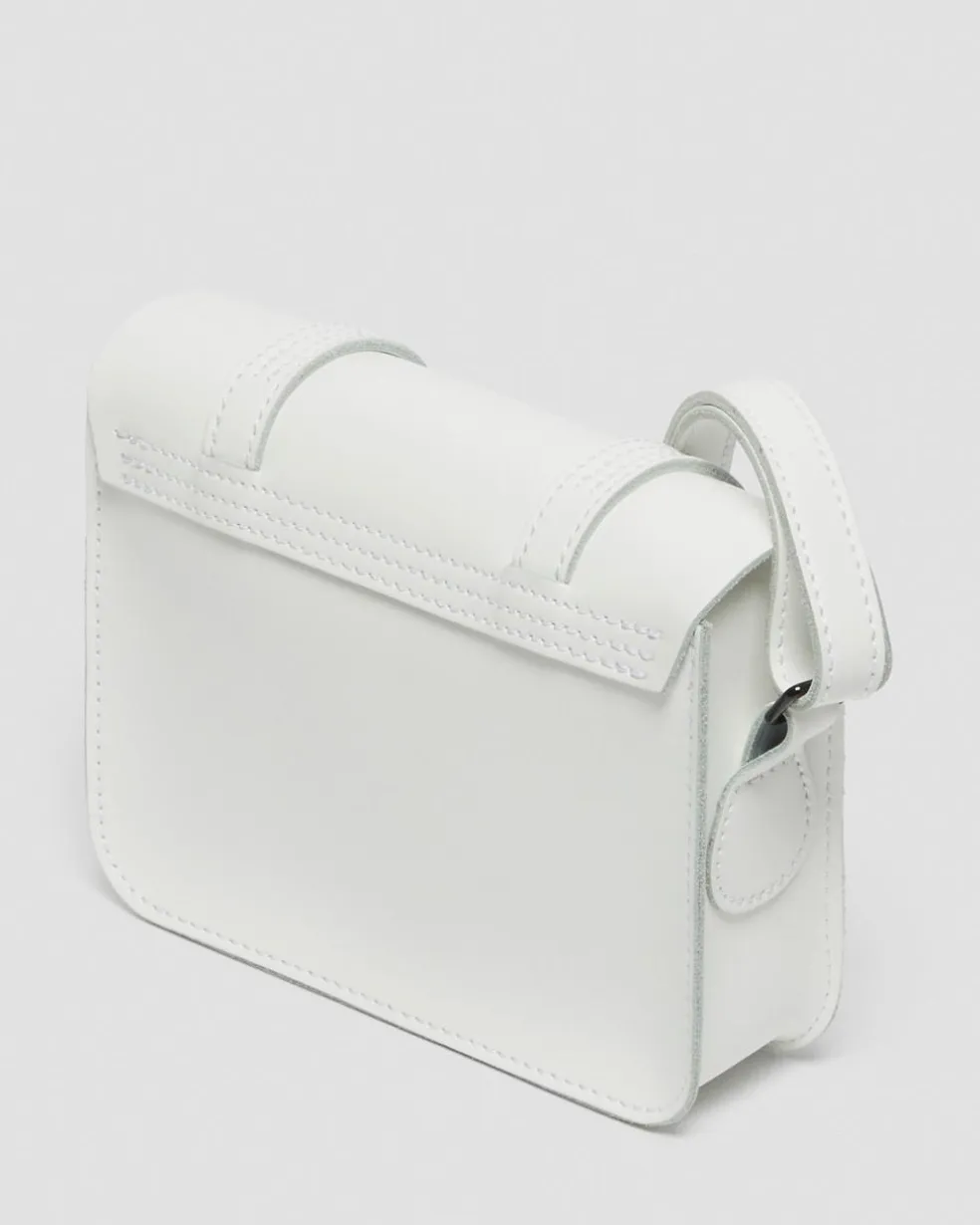 7 Inch Leather Crossbody Bag in White