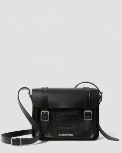 11 inch Leather Messenger Bag in Black