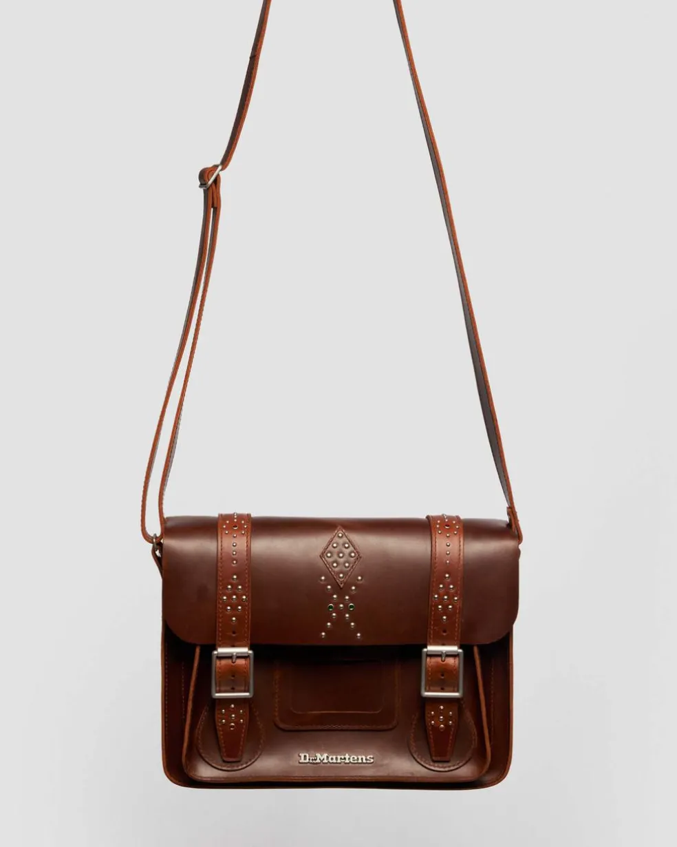 11 Inch Mayhem Leather Satchel in Amber Tan