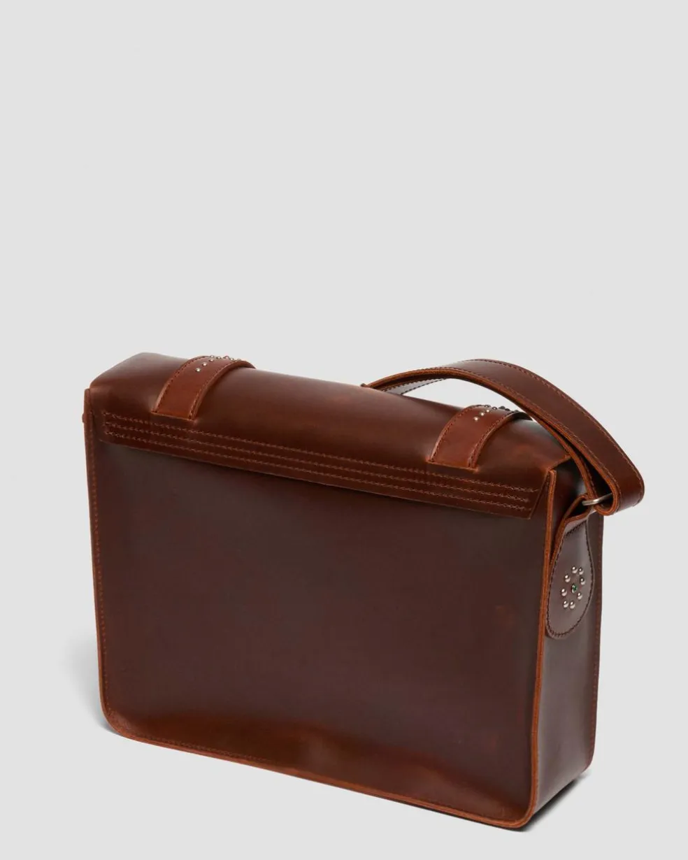 11 Inch Mayhem Leather Satchel in Amber Tan
