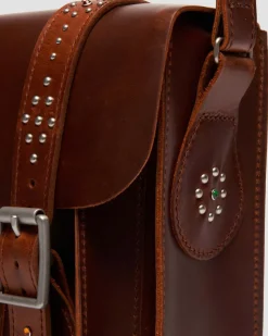 11 Inch Mayhem Leather Satchel in Amber Tan