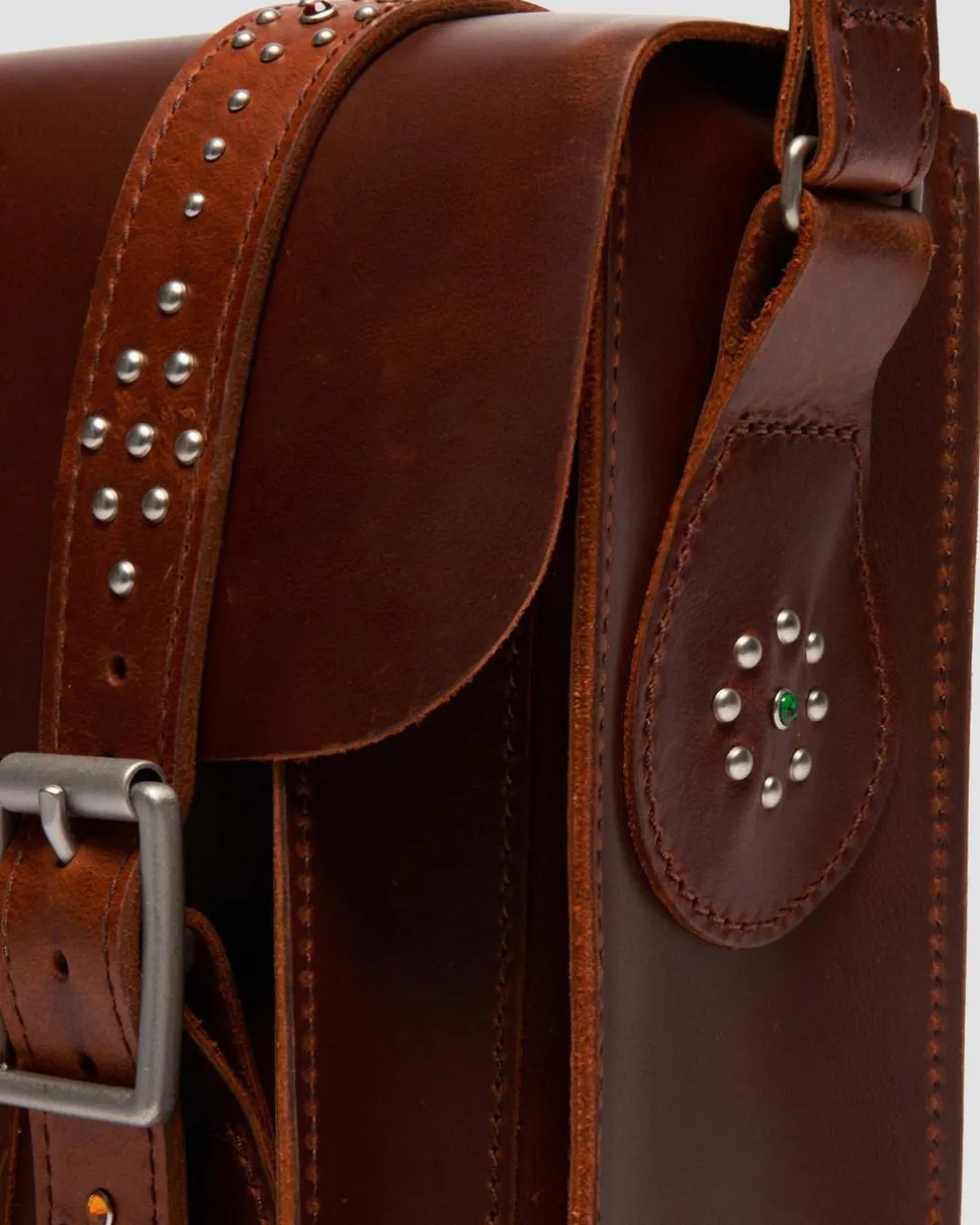 11 Inch Mayhem Leather Satchel in Amber Tan