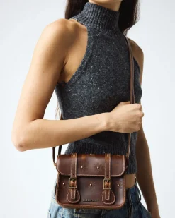 7 Inch Mayhem Leather Satchel in Amber Tan