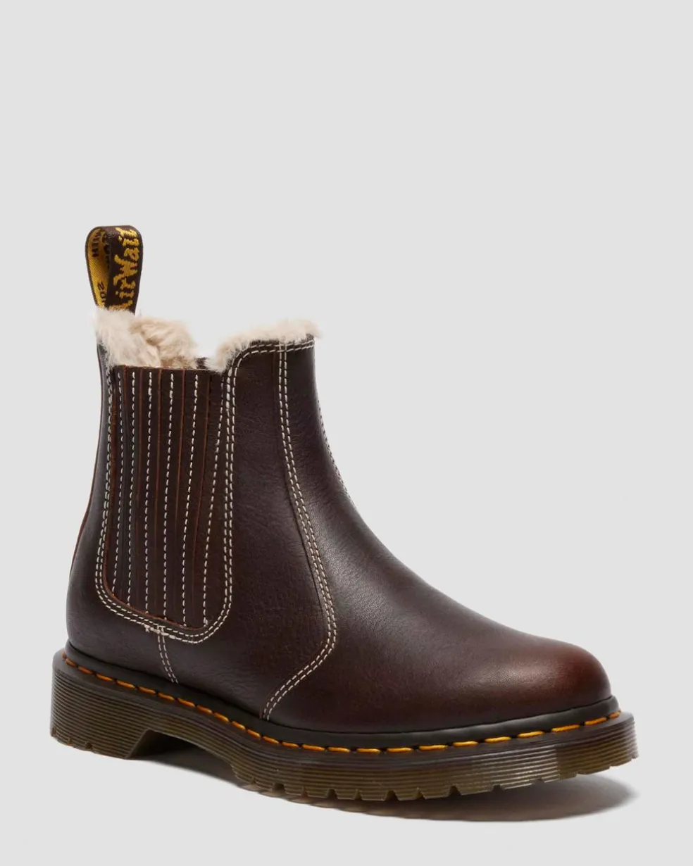 2976 Leonore II Faux Fur Lined Grizzly Leather Chelsea Boots in Dark Brown