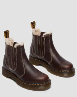 2976 Leonore II Faux Fur Lined Grizzly Leather Chelsea Boots in Dark Brown