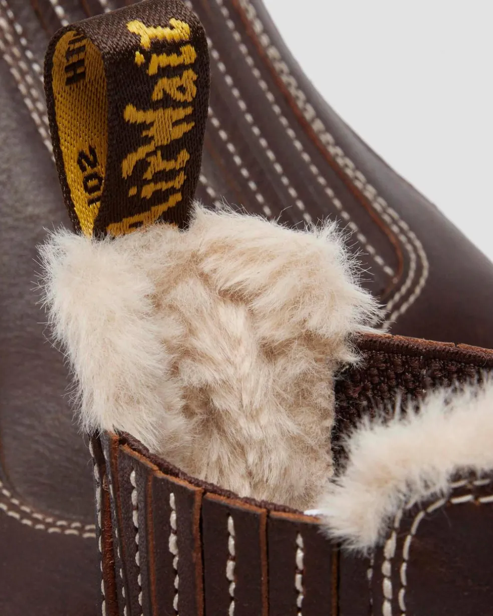 2976 Leonore II Faux Fur Lined Grizzly Leather Chelsea Boots in Dark Brown