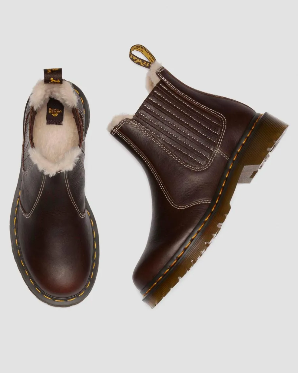 2976 Leonore II Faux Fur Lined Grizzly Leather Chelsea Boots in Dark Brown