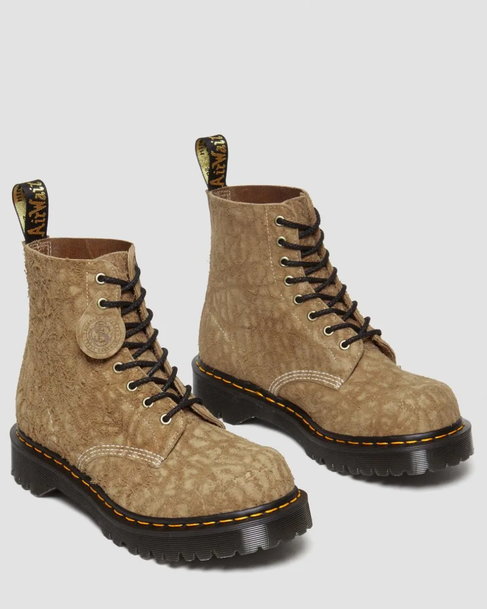 1460 Made in England Emboss Suede Lace Up Boots in Savannah Tan