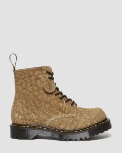 1460 Made in England Emboss Suede Lace Up Boots in Savannah Tan