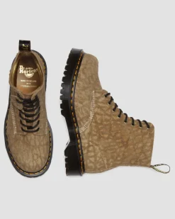 1460 Made in England Emboss Suede Lace Up Boots in Savannah Tan