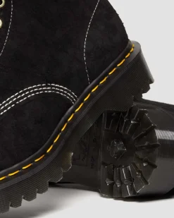 1460 Made in England Emboss Suede Lace Up Boots in Black