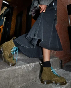 101 Made in England Hardware Suede Ankle Boots in Olive