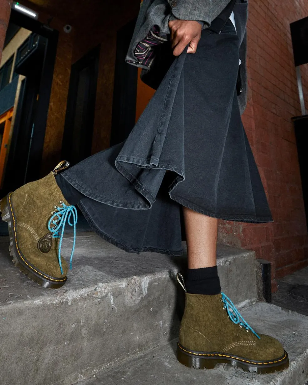 101 Made in England Hardware Suede Ankle Boots in Olive