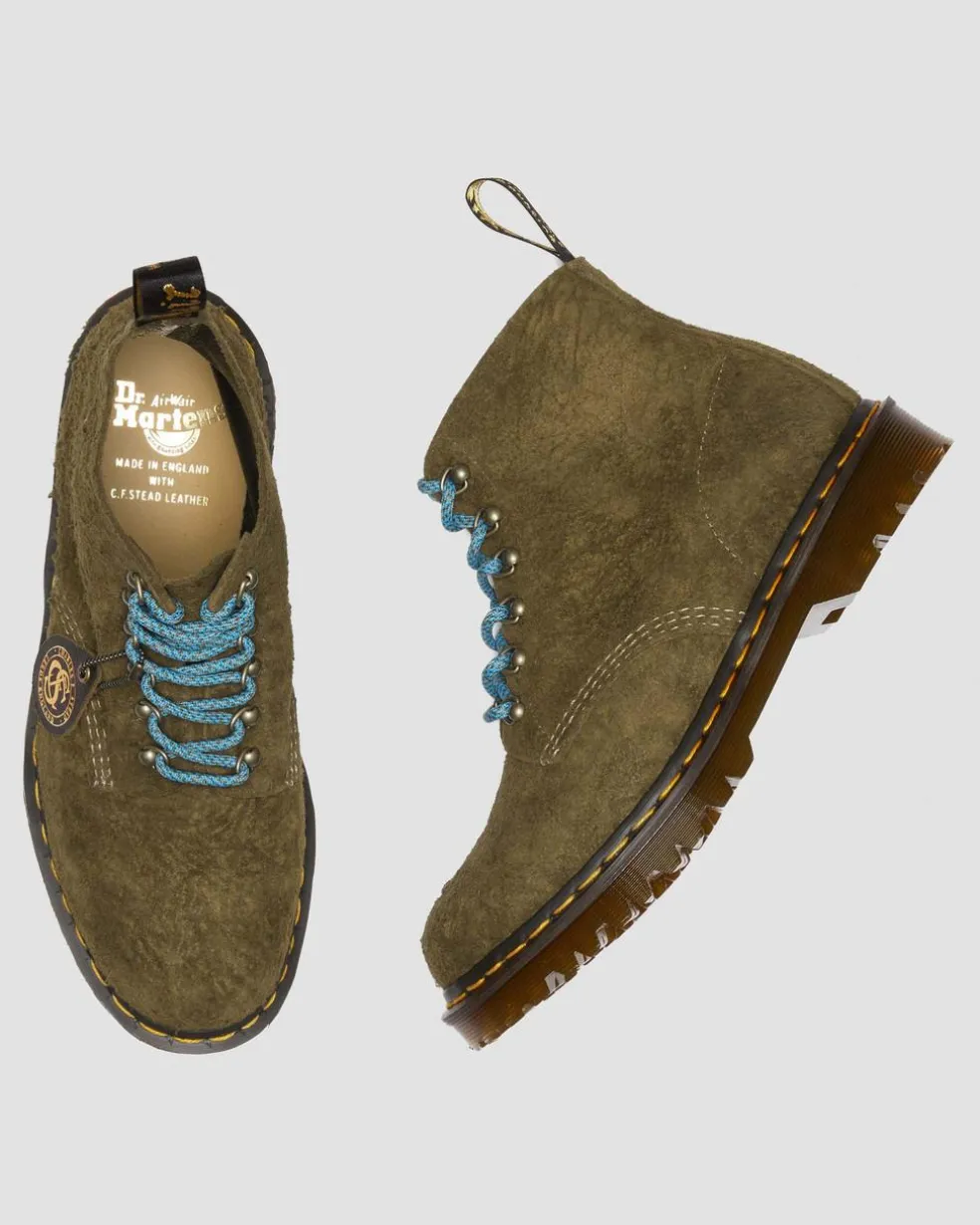 101 Made in England Hardware Suede Ankle Boots in Olive