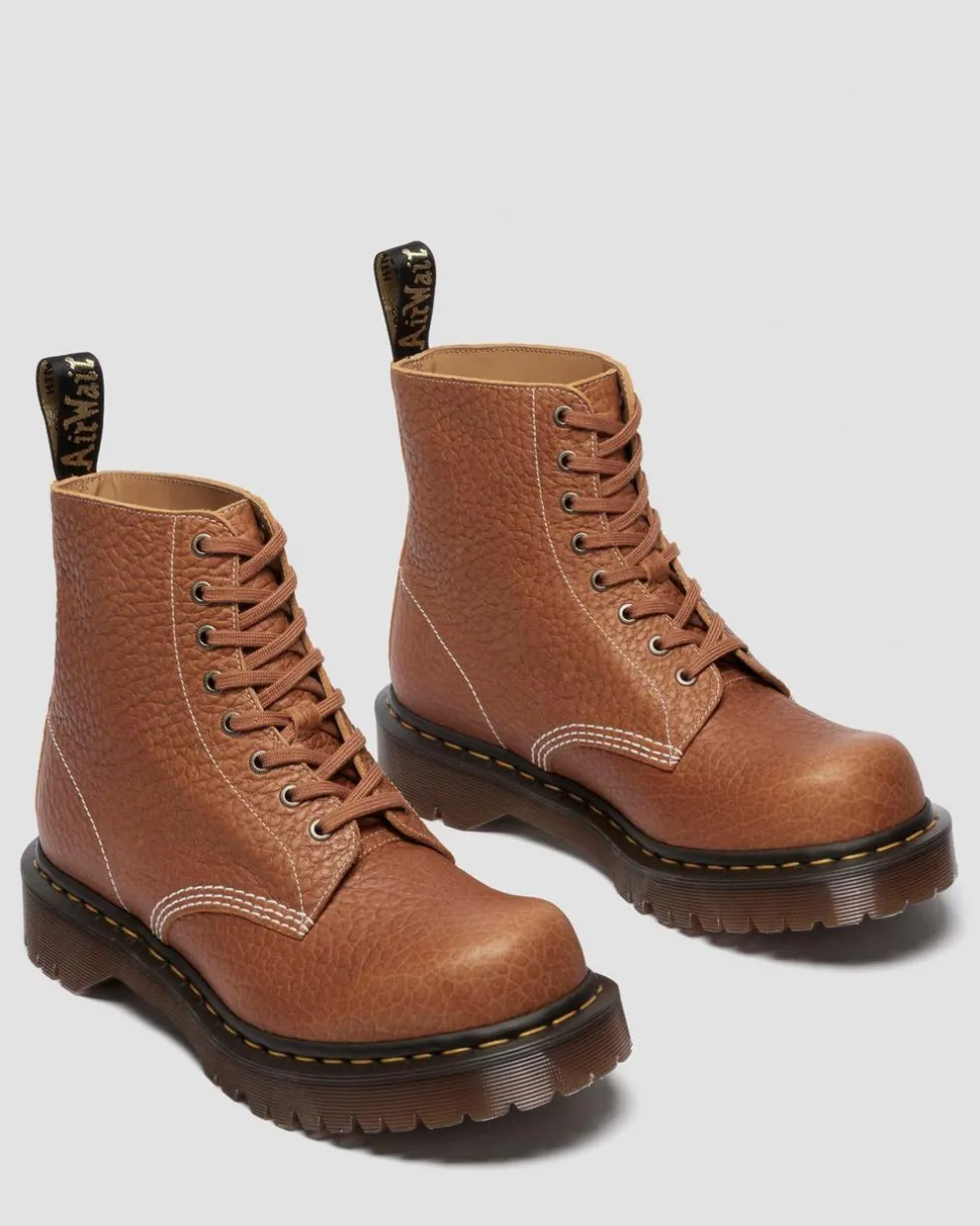 1460 Made In England Soft Boa Embossed Leather Bump Toe Boots in Desert Tan