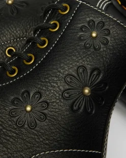 1460 Pascal Flower Grizzly Leather Boots in Black