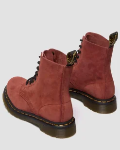 1460 Pascal Nubuck Leather Lace Up Boots in Red