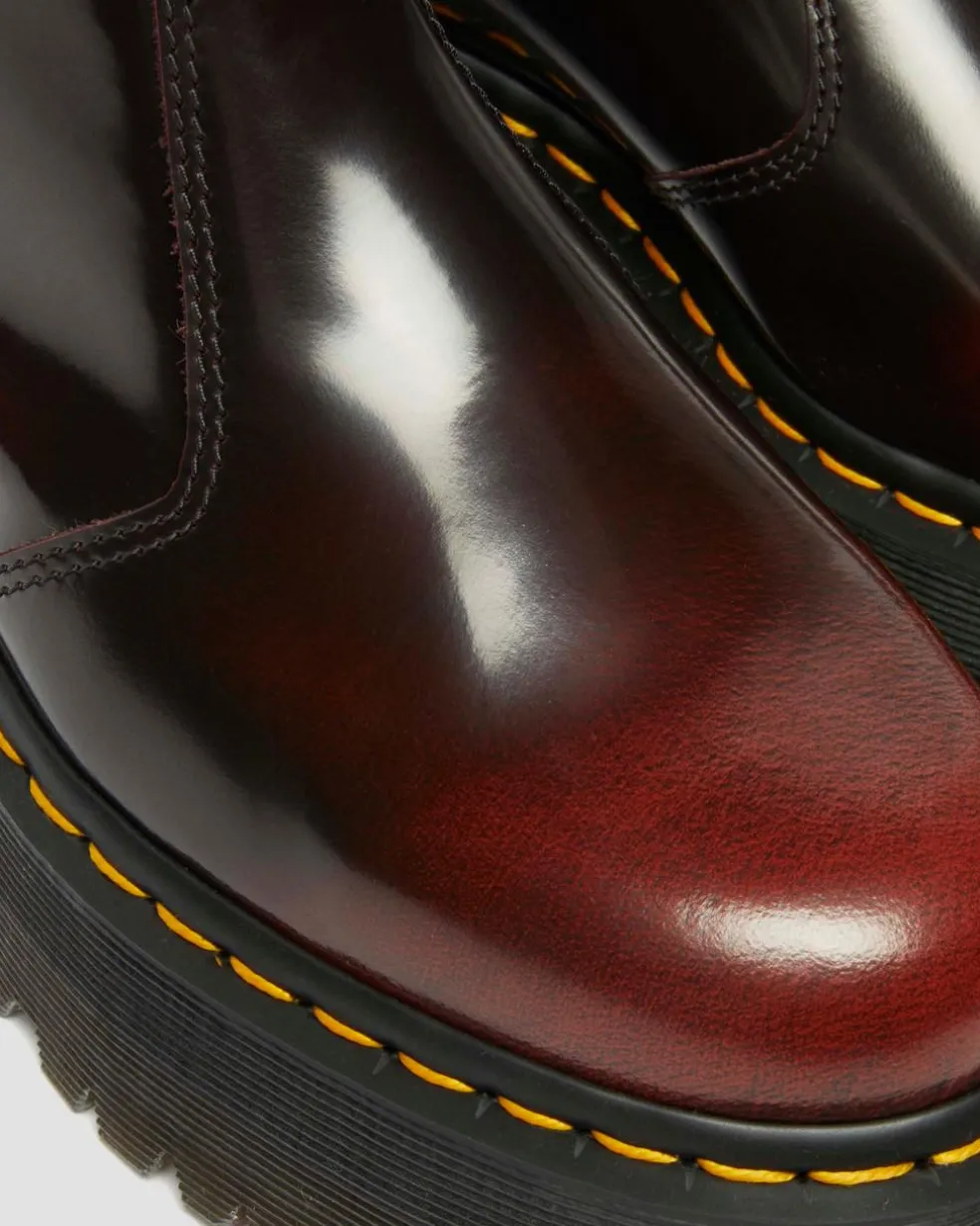 2976 Quad Arcadia Leather Platform Chelsea Boots in Cherry Red Arcadia