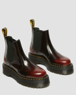 2976 Quad Arcadia Leather Platform Chelsea Boots in Cherry Red Arcadia