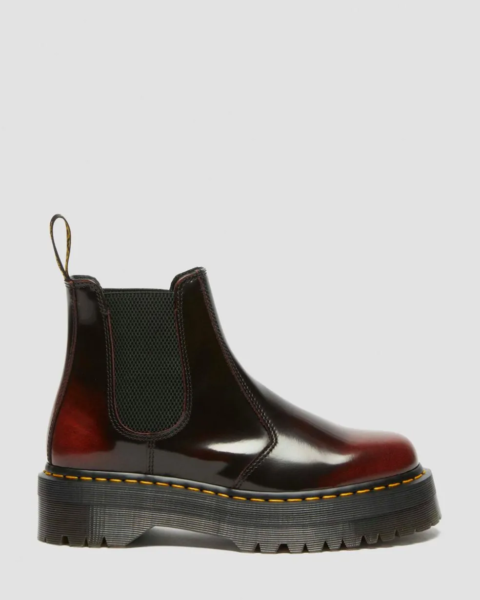 2976 Quad Arcadia Leather Platform Chelsea Boots in Cherry Red Arcadia