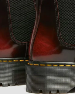 2976 Quad Arcadia Leather Platform Chelsea Boots in Cherry Red Arcadia