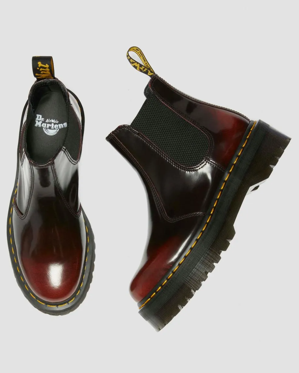 2976 Quad Arcadia Leather Platform Chelsea Boots in Cherry Red Arcadia