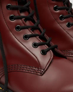 1460 Smooth Leather Lace Up Boots in Cherry Red